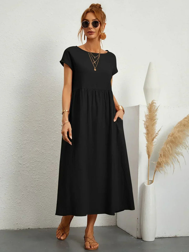 Mara – Relaxed Midi Dress with Side Pockets