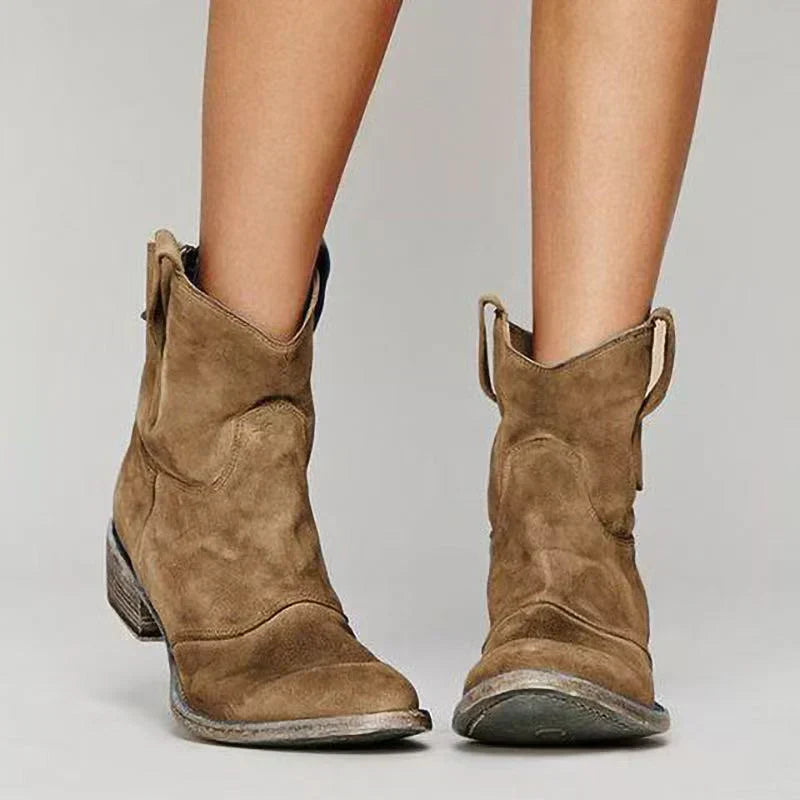 Charlotte – Suede Western Ankle Boots