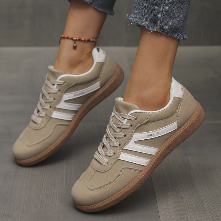 Mila – Retro Stripe Lace-Up Sneakers