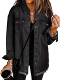 Ravenna – Relaxed Denim Shacket with Frayed Hem