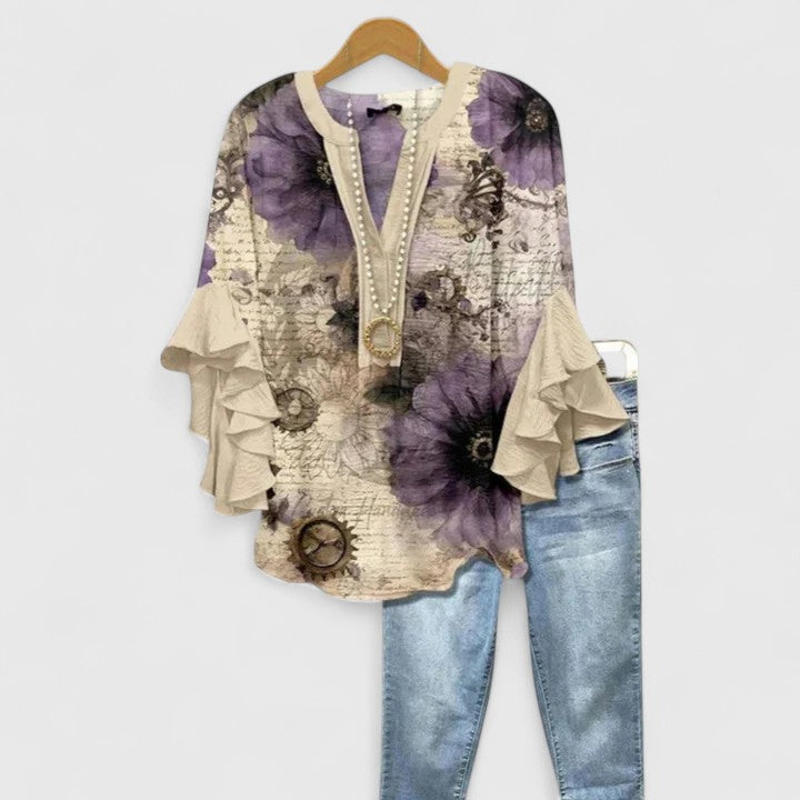 Aurelia – Ruffle Sleeve Floral Print Blouse