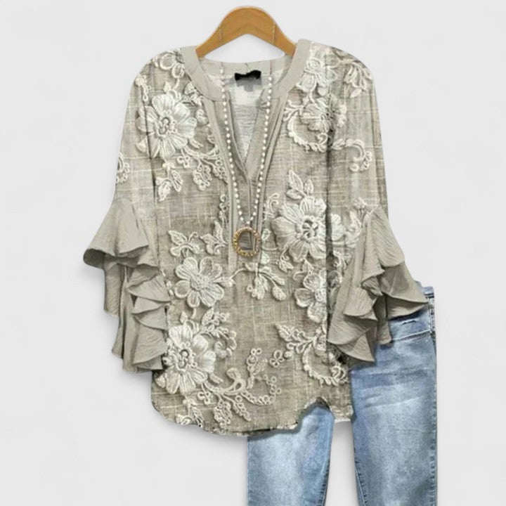 Aurelia – Ruffle Sleeve Floral Print Blouse