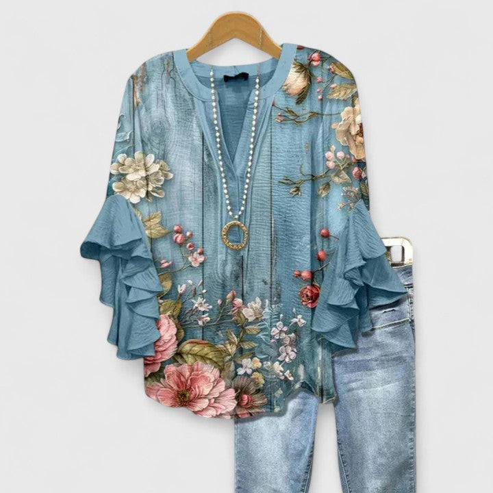 Aurelia – Ruffle Sleeve Floral Print Blouse