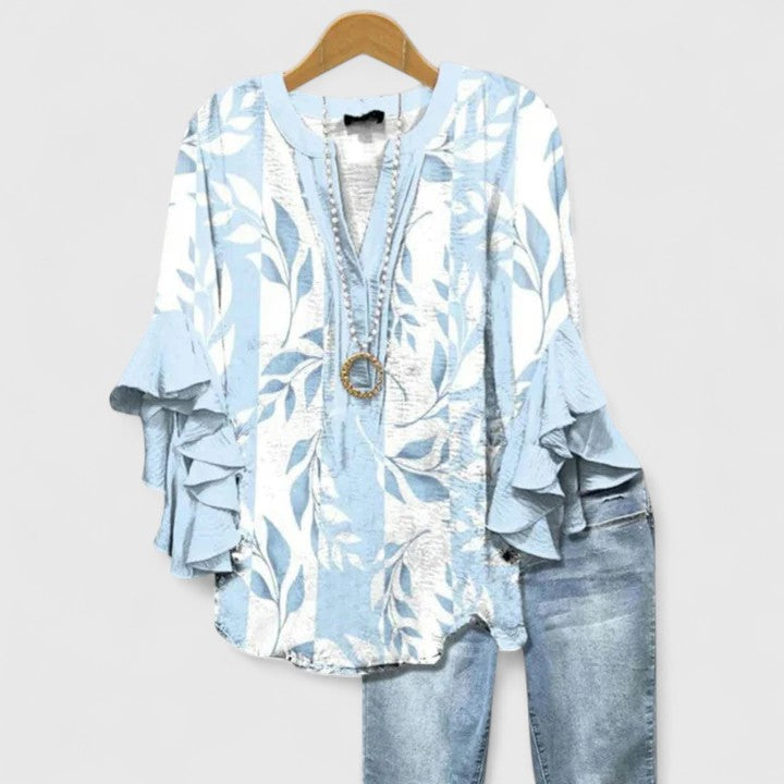 Aurelia – Ruffle Sleeve Floral Print Blouse