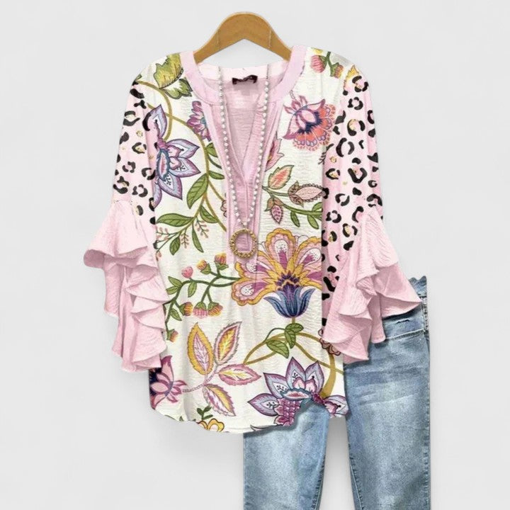 Aurelia – Ruffle Sleeve Floral Print Blouse
