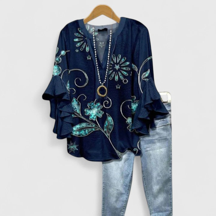 Aurelia – Ruffle Sleeve Floral Print Blouse