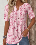 Hazel – Floral Pintuck Button Blouse