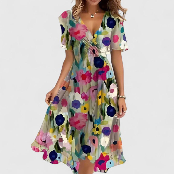 Madison – Floral Flutter Sleeve Midi Dress