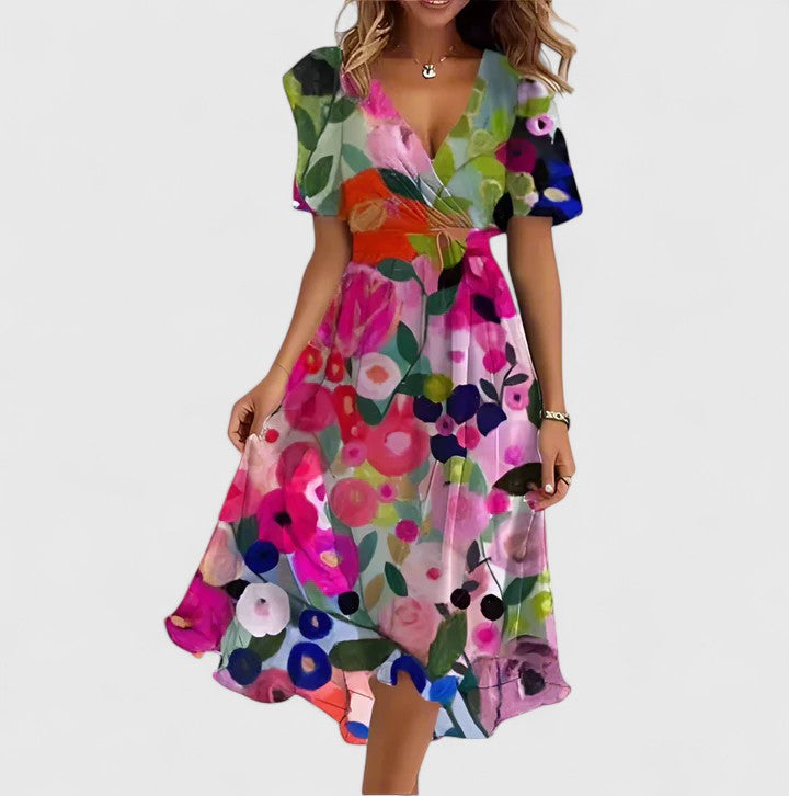 Madison – Floral Flutter Sleeve Midi Dress