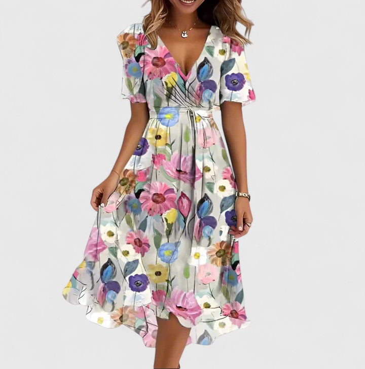 Madison – Floral Flutter Sleeve Midi Dress