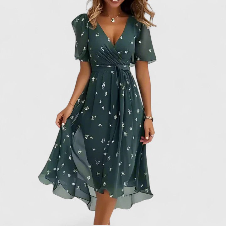 Madison – Floral Flutter Sleeve Midi Dress