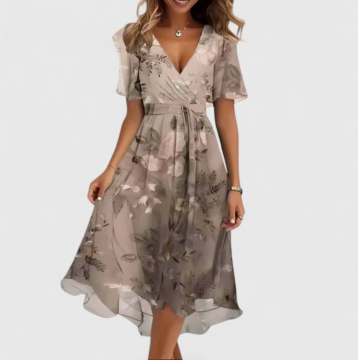 Madison – Floral Flutter Sleeve Midi Dress
