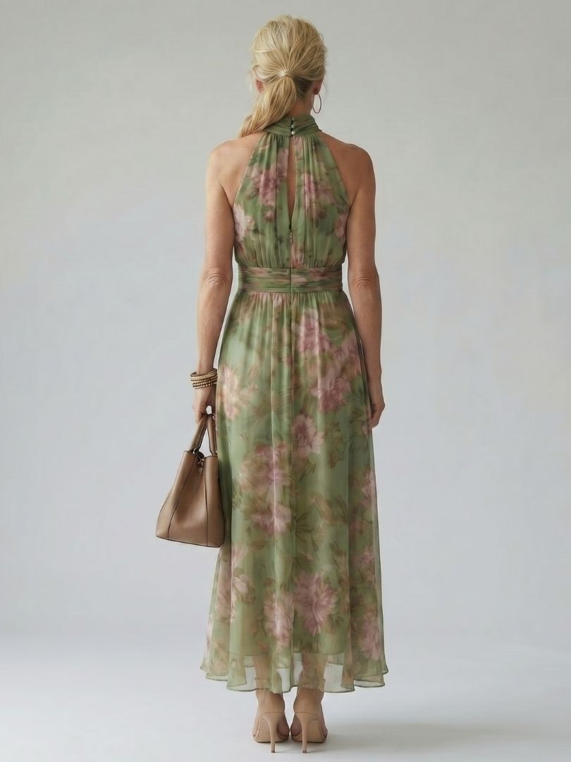 Mirelle – Gathered Halter Maxi Floral Dress