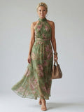 Mirelle – Gathered Halter Maxi Floral Dress