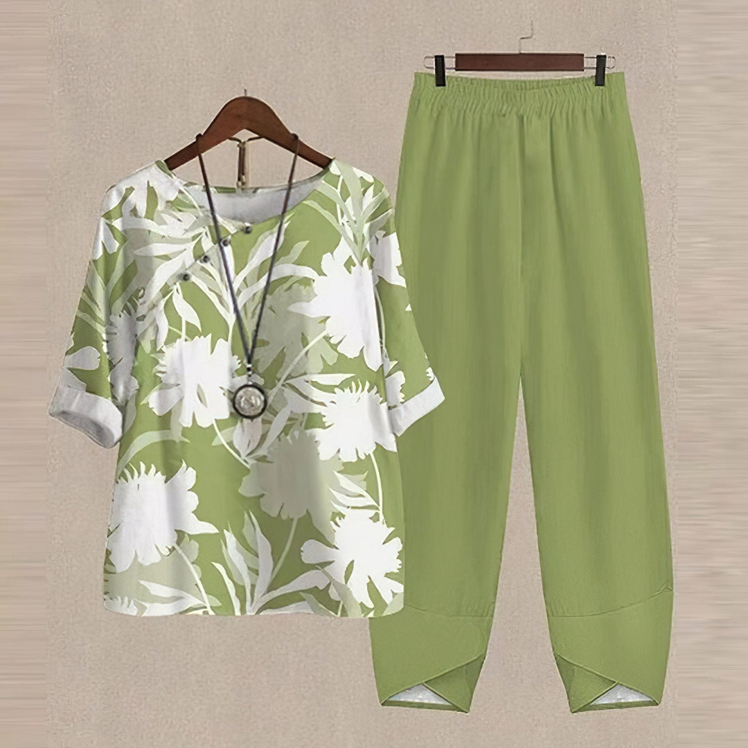 Gwendolyn – Floral Print Shirt and Trouser Set