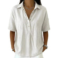 Clara – Linen Snap Button Collared Blouse