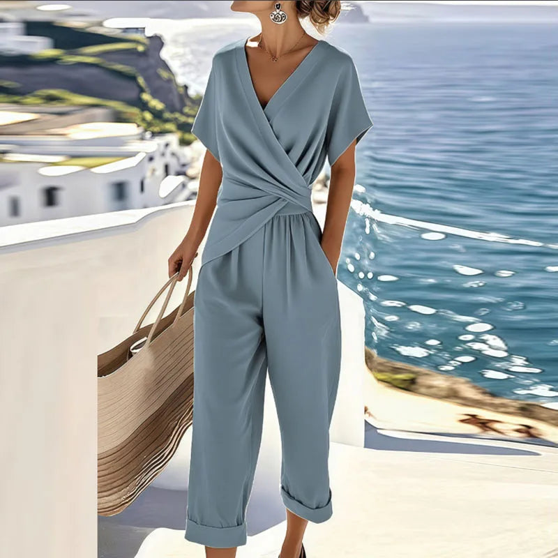 Celeste – Wrap Front Cropped Jumpsuit