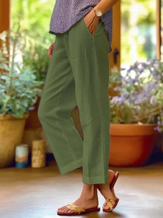 Helena – Relaxed Cropped Linen Trousers