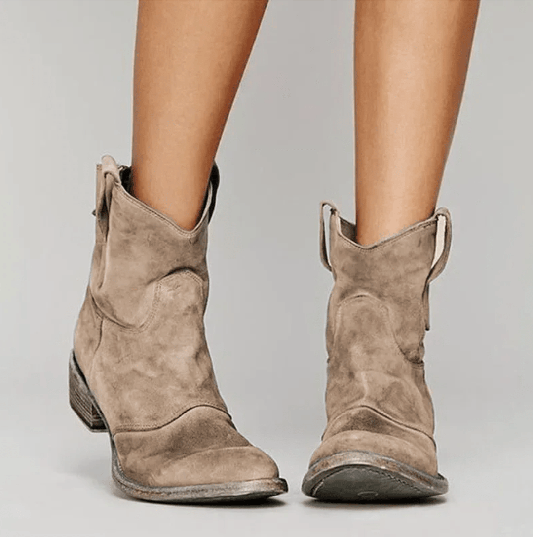 Charlotte – Suede Western Ankle Boots