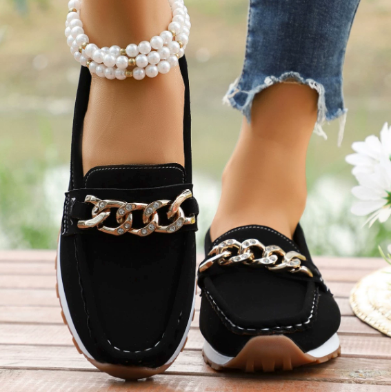 Elle - Orthopedic Diamond Buckle Loafers