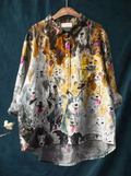 Remy | Artistic Dog Portrait Print Women's Casual Blouse