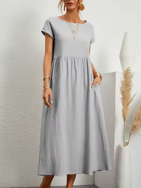 Mara – Relaxed Midi Dress with Side Pockets