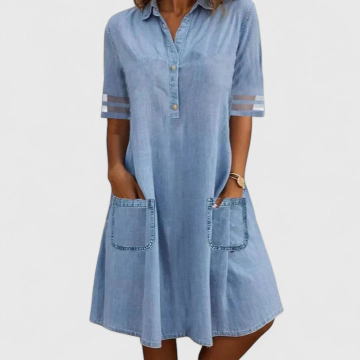 Brooke – Casual Denim Shirt Dress with Pockets
