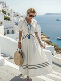 Seren | Short Sleeve V Neck Wrap Style Midi Dress