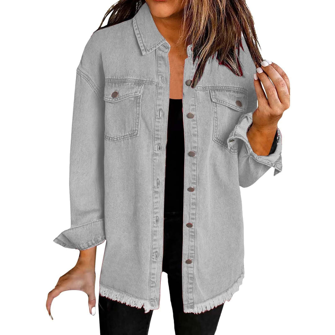Ravenna – Relaxed Denim Shacket with Frayed Hem