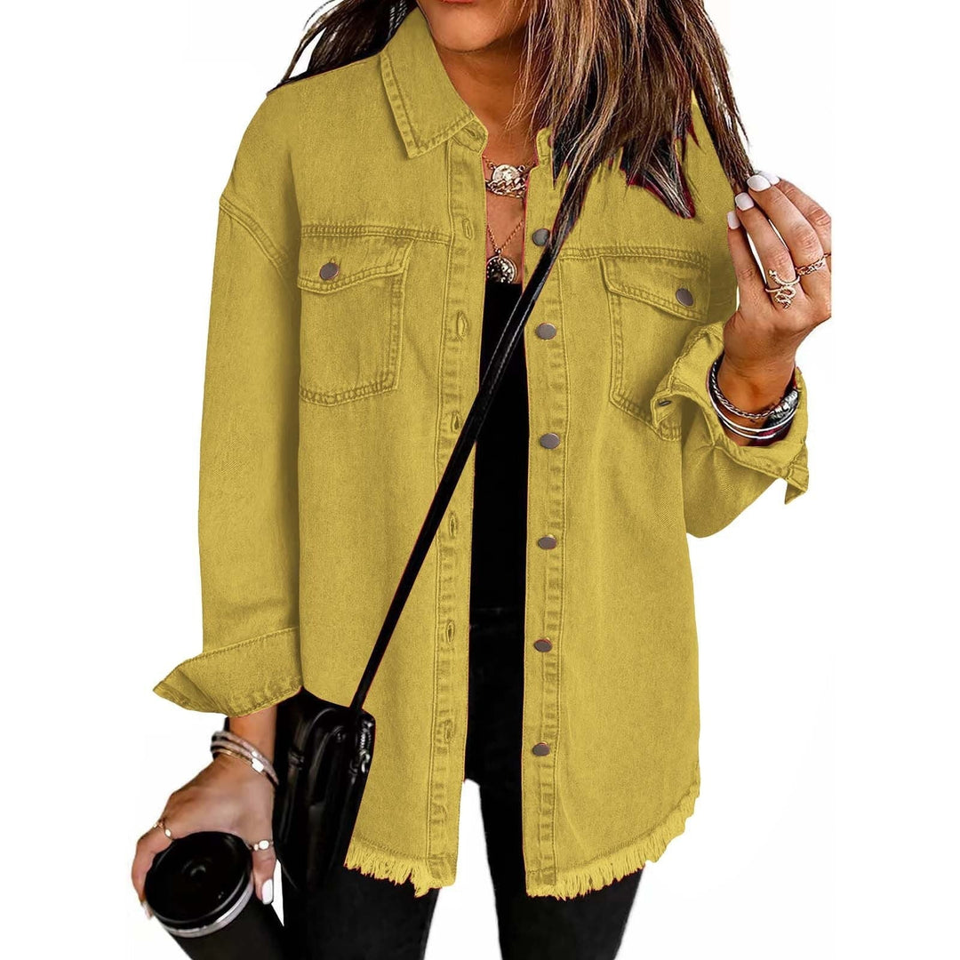 Ravenna – Relaxed Denim Shacket with Frayed Hem