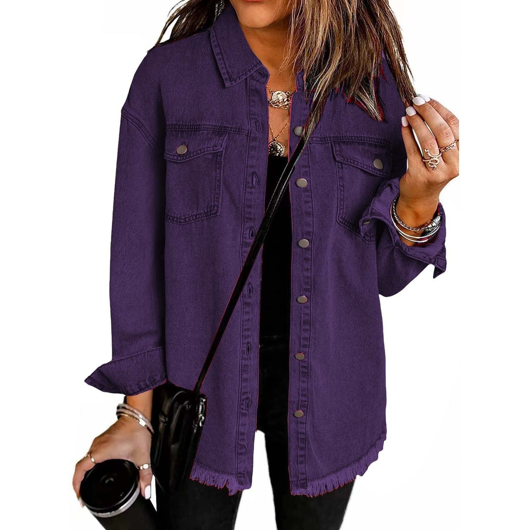 Ravenna – Relaxed Denim Shacket with Frayed Hem