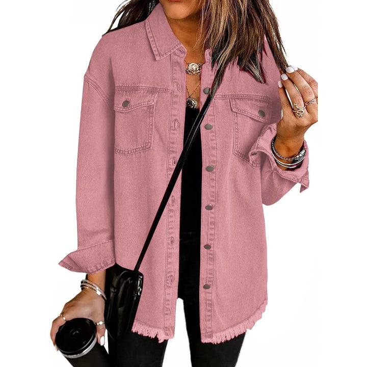Ravenna – Relaxed Denim Shacket with Frayed Hem
