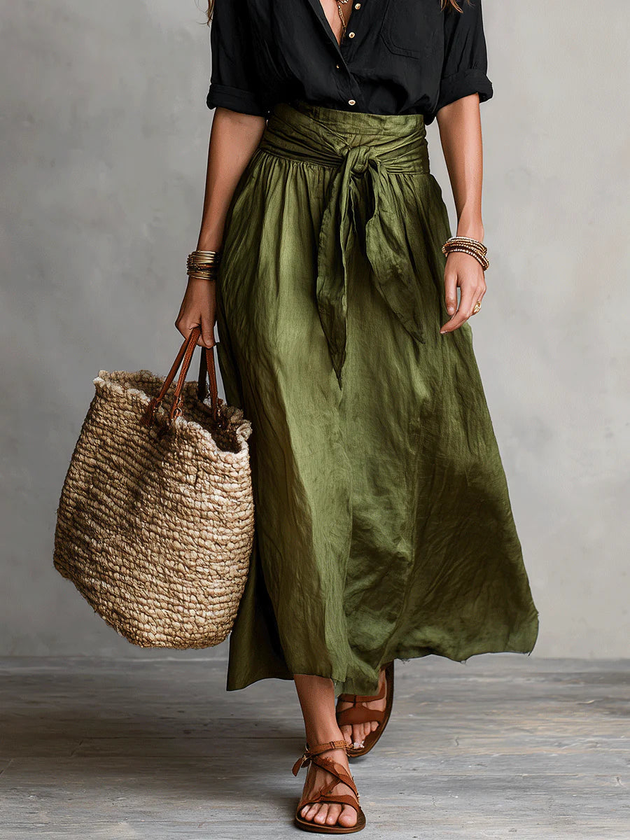 River – Button Shirt and Midi Skirt Set