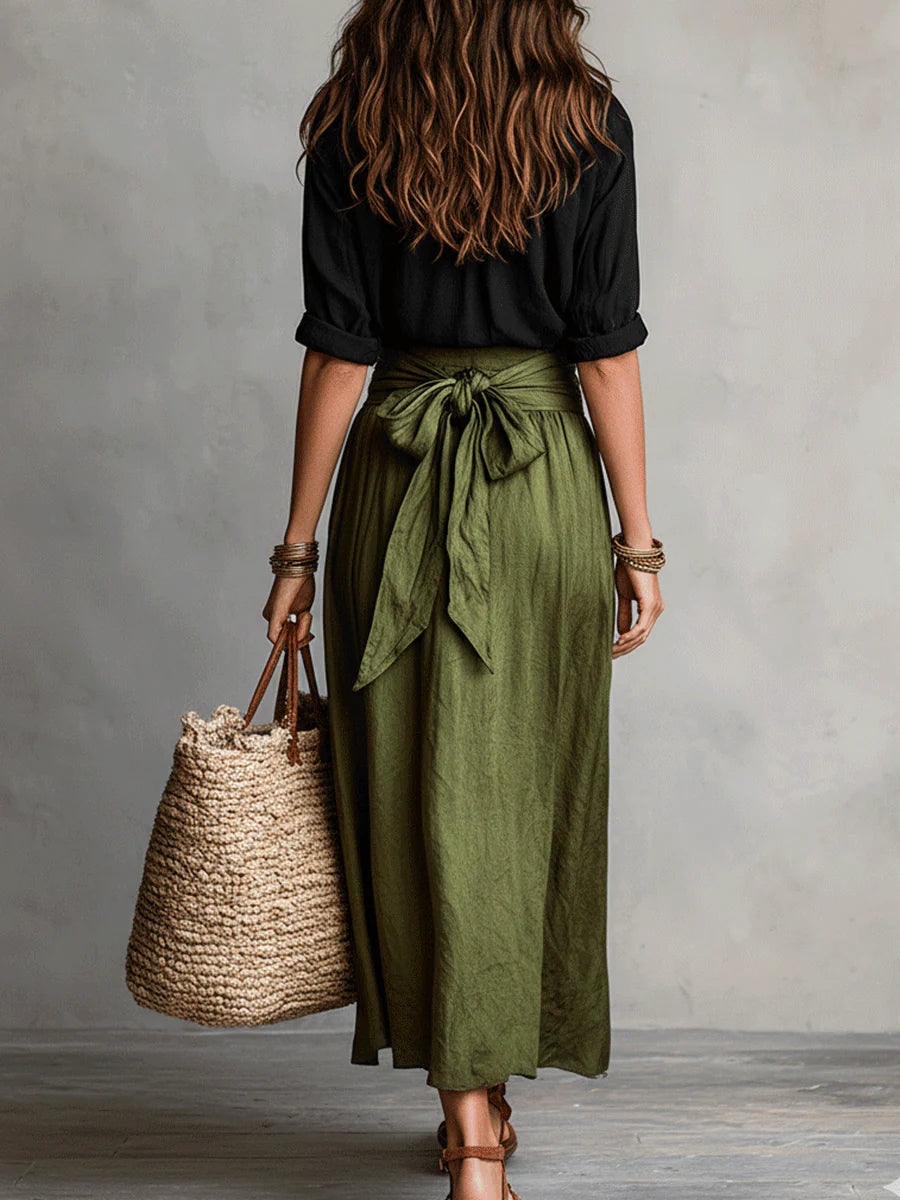 River – Button Shirt and Midi Skirt Set