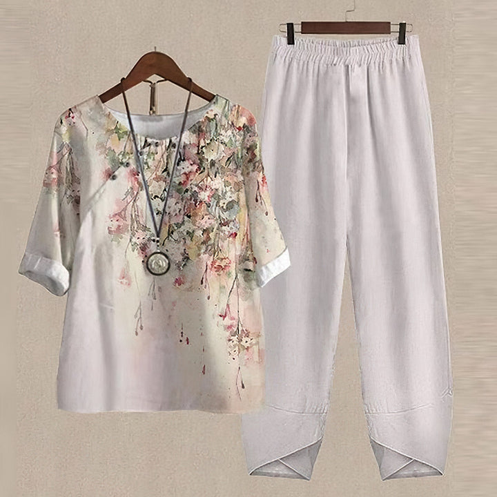 Gwendolyn – Floral Print Shirt and Trouser Set