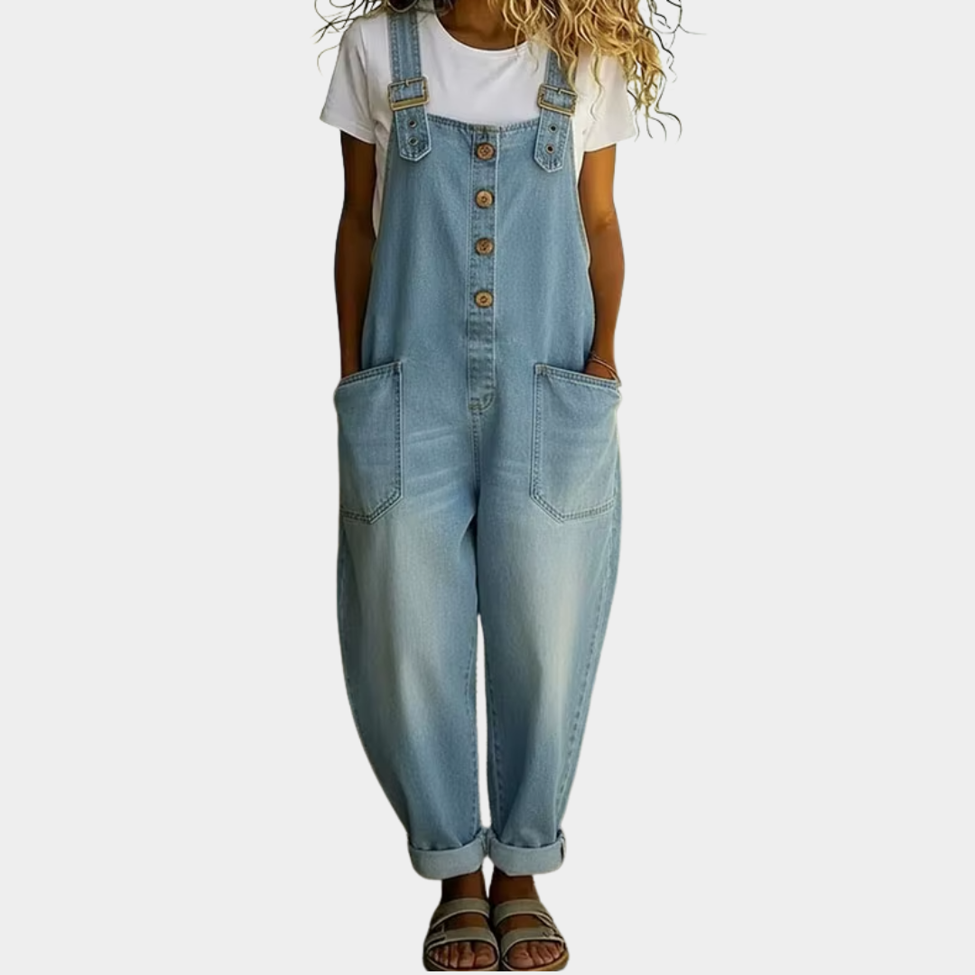 Saylor | Vintage Soft Denim-Look Overalls with Adjustable Straps