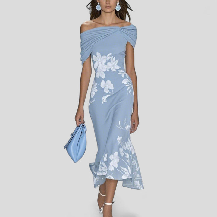 Serena – Off-Shoulder Floral Midi Dress
