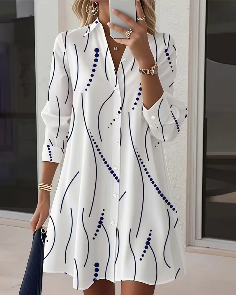 Serena – Printed Button-Down Shirt Dress
