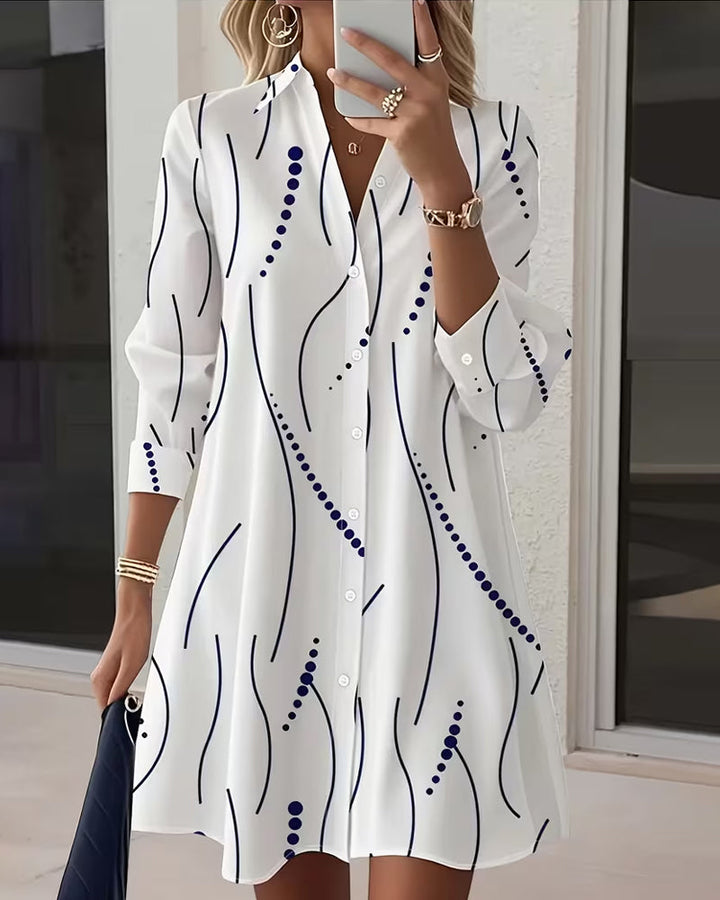 Serena – Printed Button-Down Shirt Dress