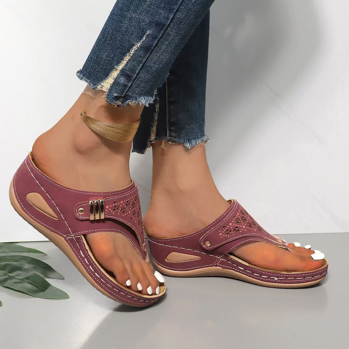 Emma – Orthopedic Wedge Flip Flop Sandals