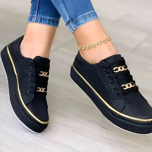 Alexya – Platform Sneakers with Chain Lace Detail