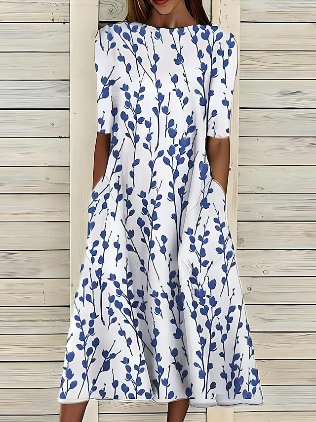Annie – Botanical Print Midi Dress