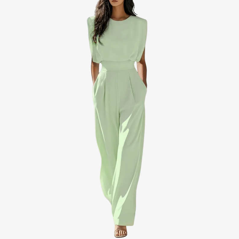 Quinn | Sleeveless Round Neck Wide Leg Jumpsuit