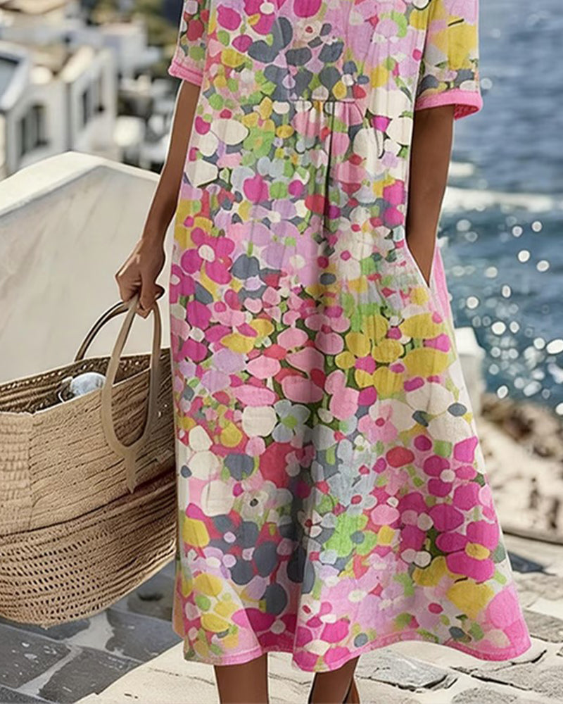 Elena – Floral Abstract Midi Dress