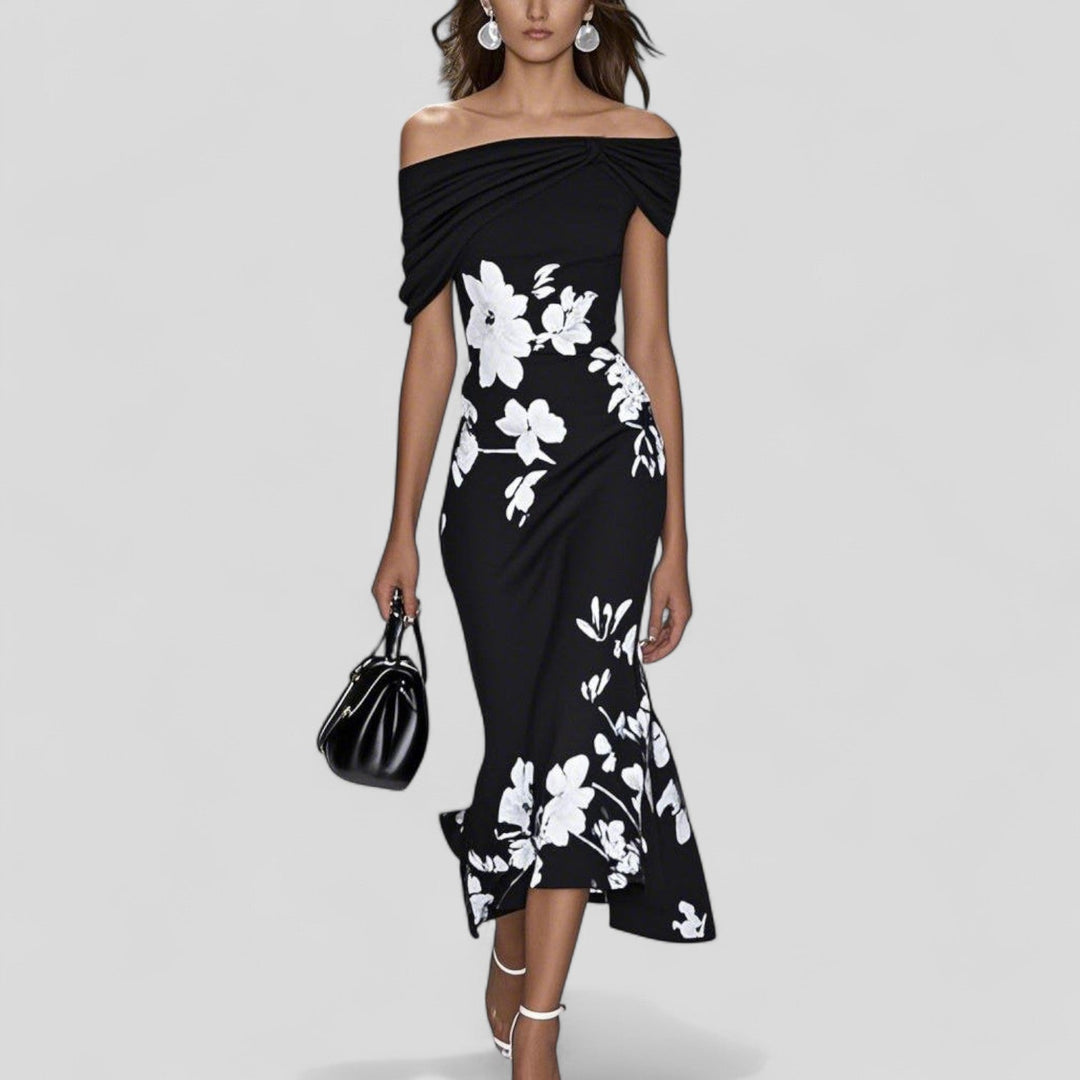 Serena – Off-Shoulder Floral Midi Dress