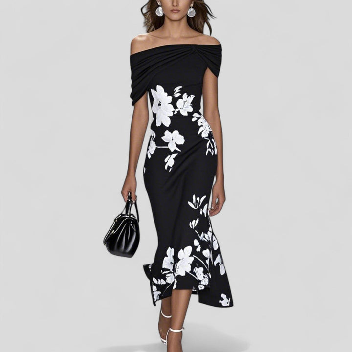 Serena – Off-Shoulder Floral Midi Dress
