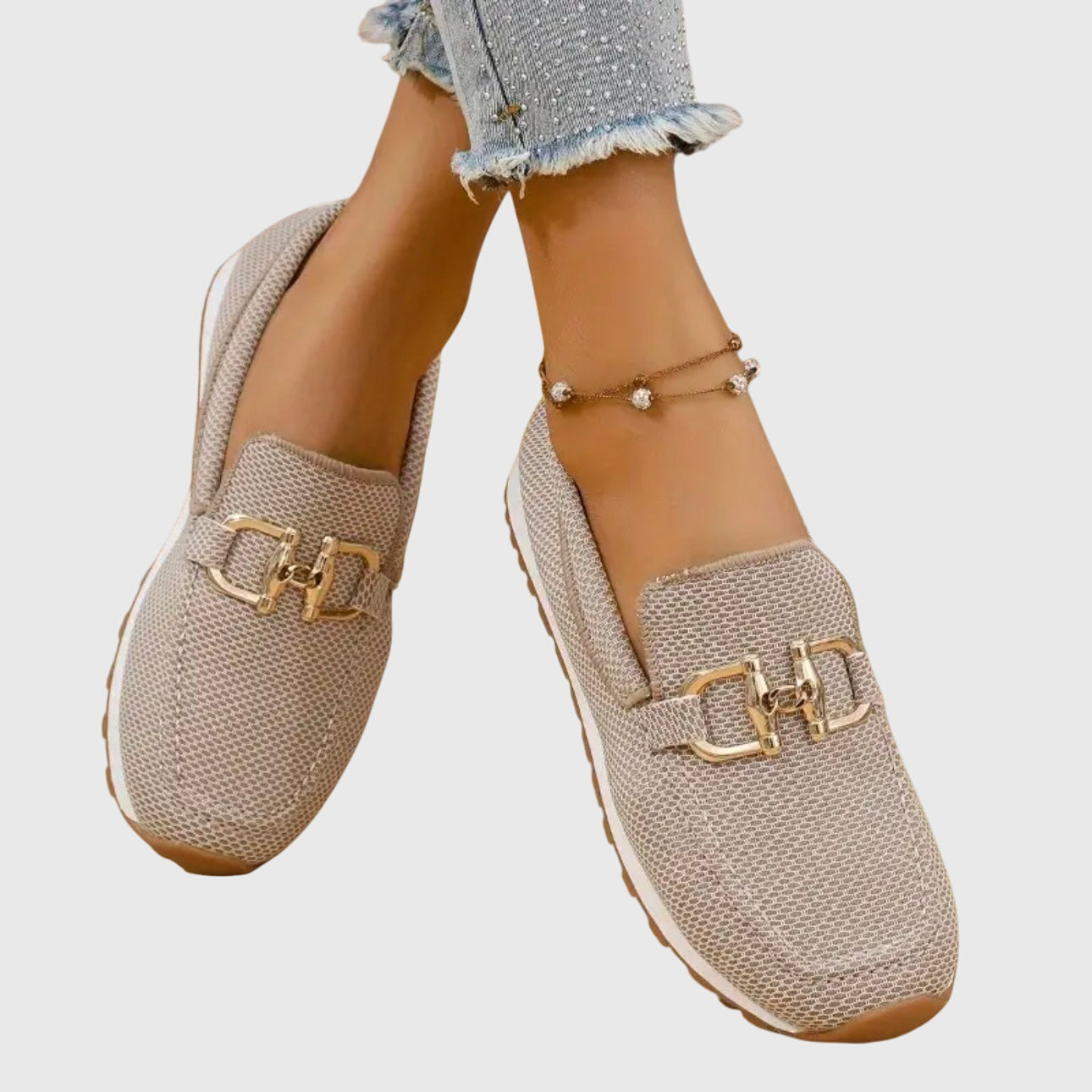 Susie – Orthopedic Loafer Sneakers with Gold Detail