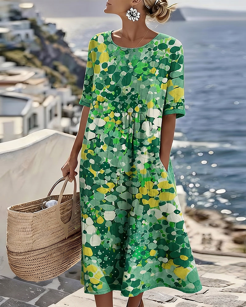 Elena – Floral Abstract Midi Dress