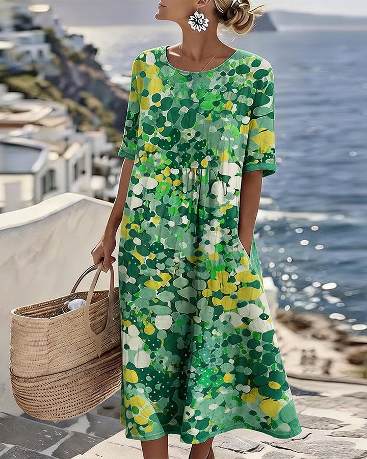 Elena – Floral Abstract Midi Dress