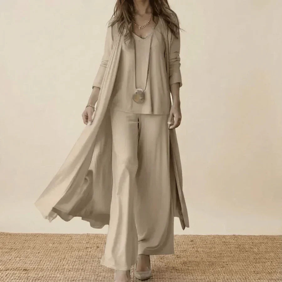 Goldie | Long Sleeve Cami Top Duster and Wide Leg Pants Set